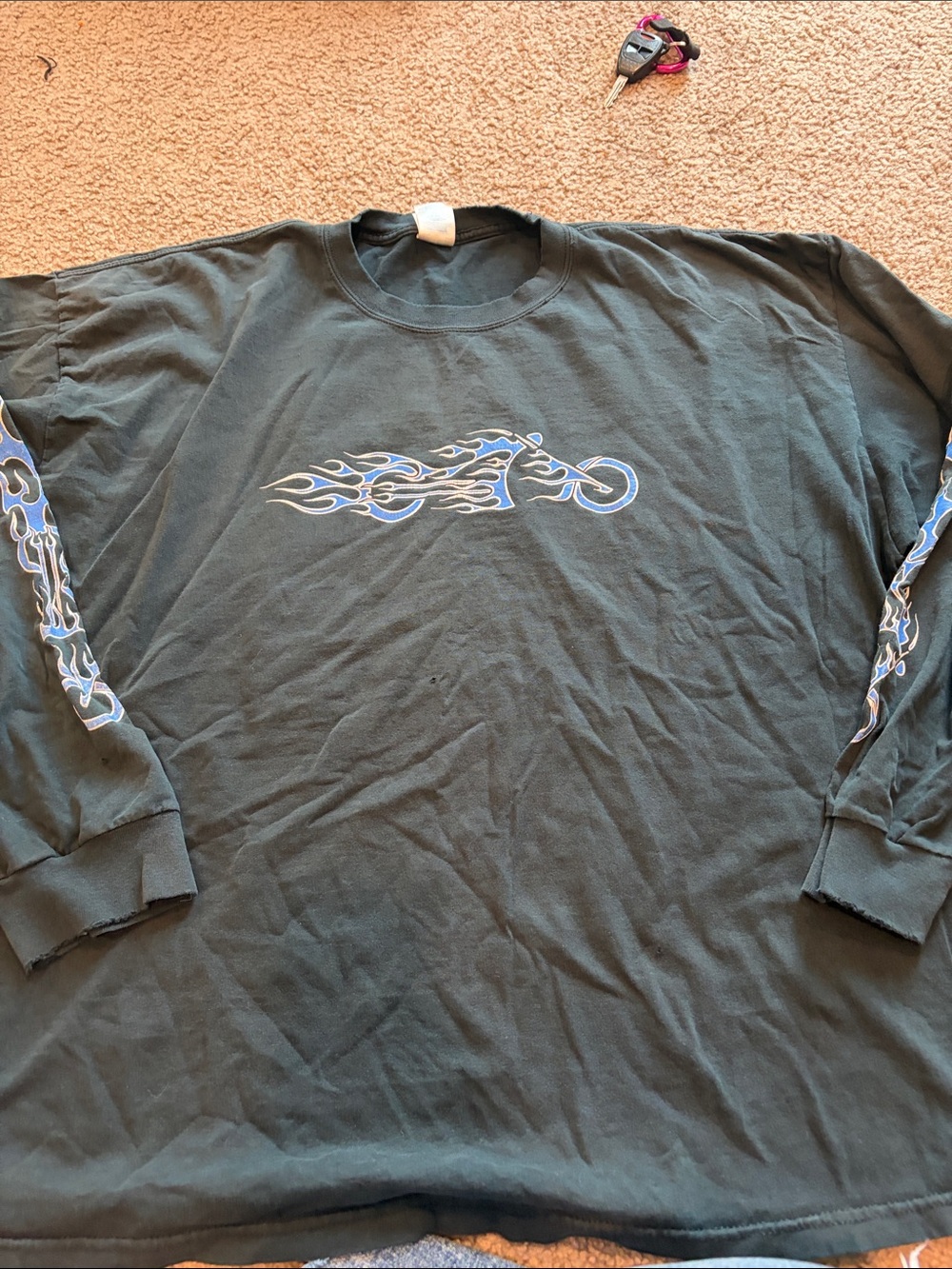 B69 J&P Cycles Black Long-Sleeve Flame Motorcycle Graphic Tee, 3XL PLAY